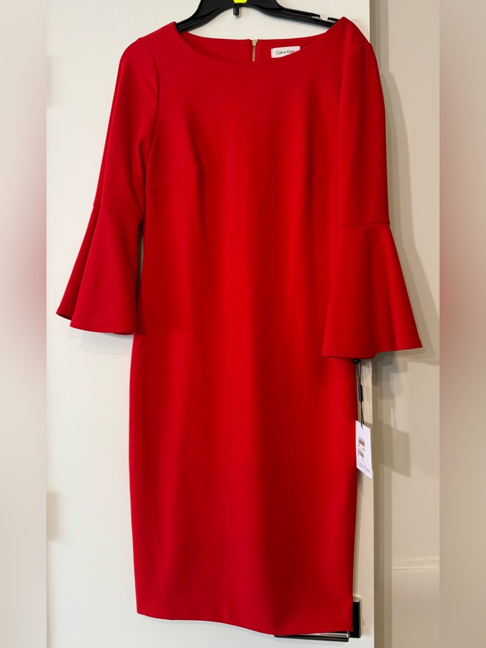 Calvin Klein Red Bell-Sleeve Sheath Dress NWT
